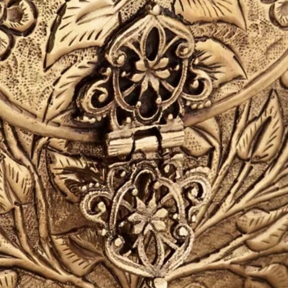 BHLDN Anthropologie Gold Metal Brienne Embossed St Xavier Bridal Clutch - Picture 7 of 7